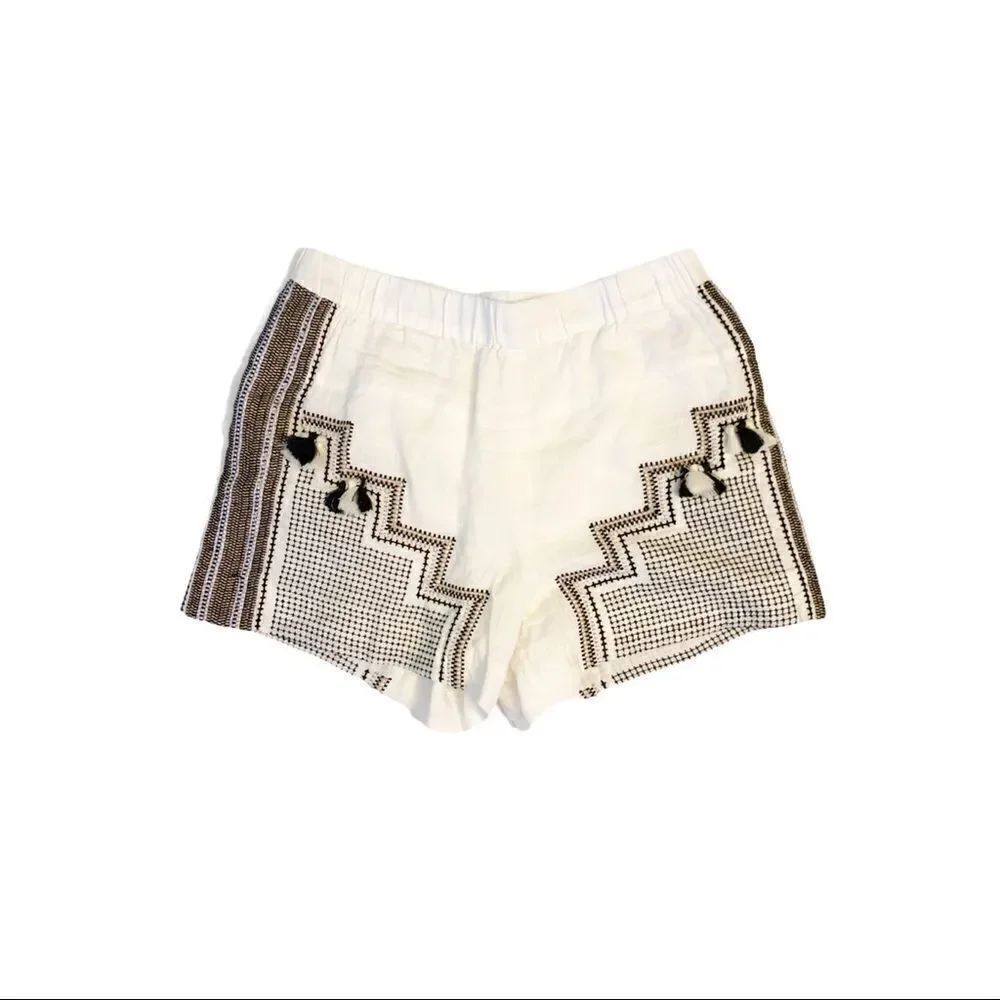 J. Crew Collection Embroidered Linen Tassel Shorts - Picture 2 of 3